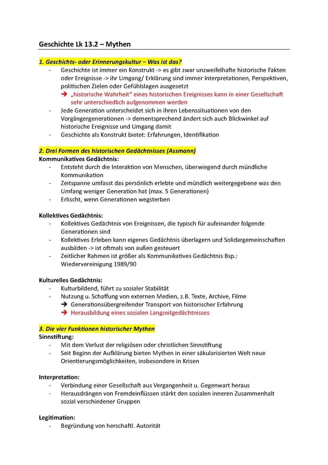 Mythen - Geschichte LK 13.2 Niedersachsen
