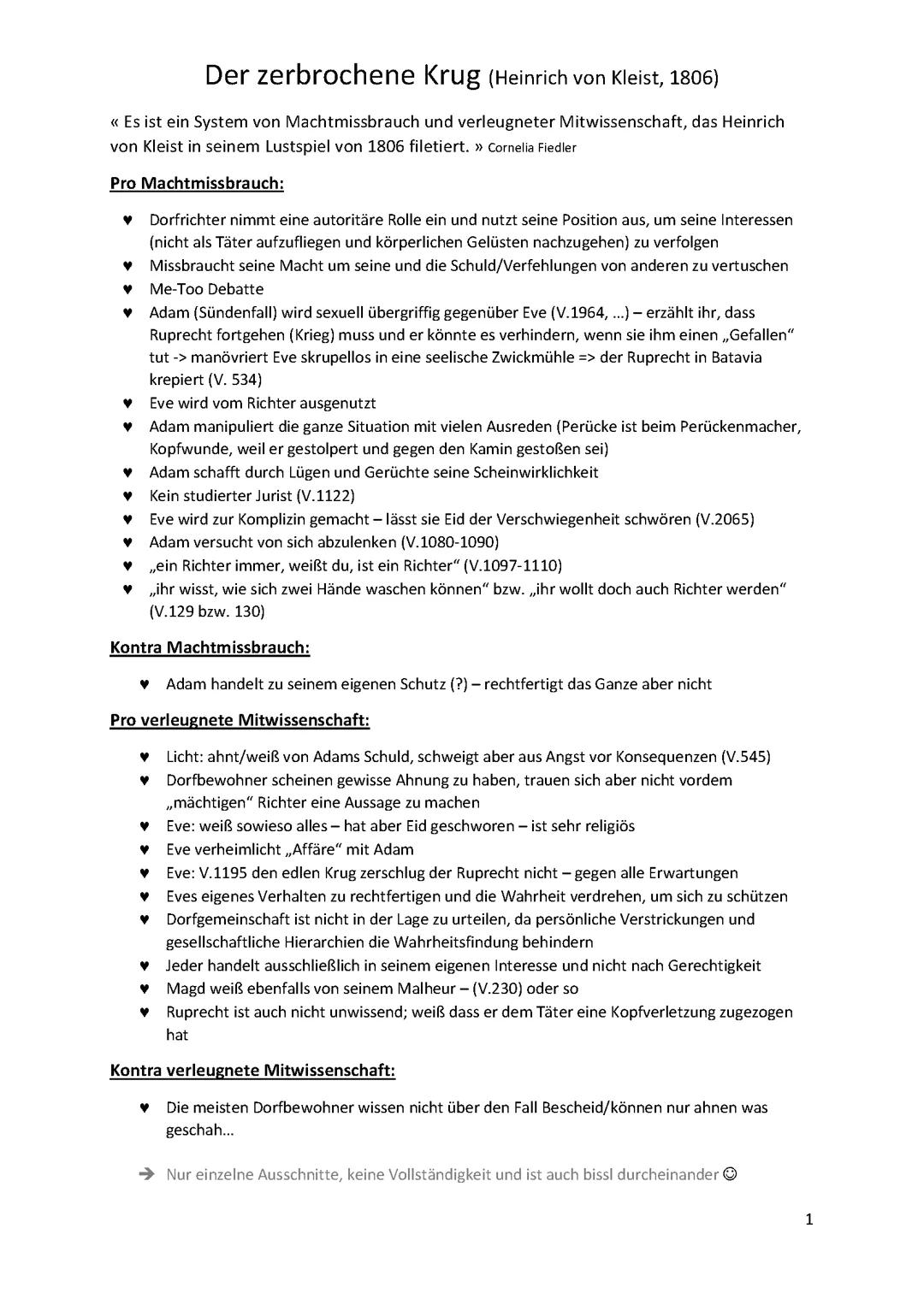 Literarische Erörterung: Der zerbrochene Krug