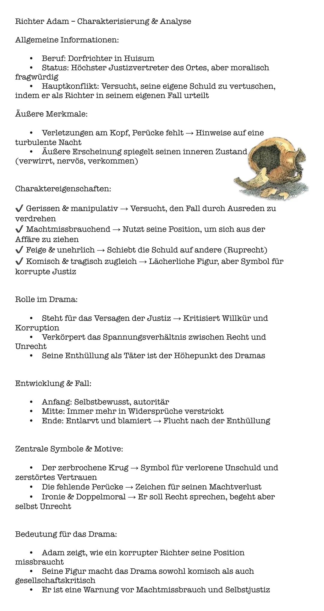 Richter Adam Charakterisierung & Analyse
Allgemeine Informationen:
* Beruf: Dorfrichter in Huisum
* Status: Höchster Justizvertreter d