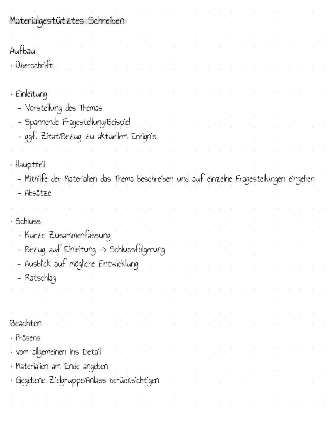 Materialgestütztes Schreiben
Aufbau
* Überschrift
* Einleitung
* Vorstellung des Themas
* Spannende Fragestellung/Beispiel
* ggf. Zi