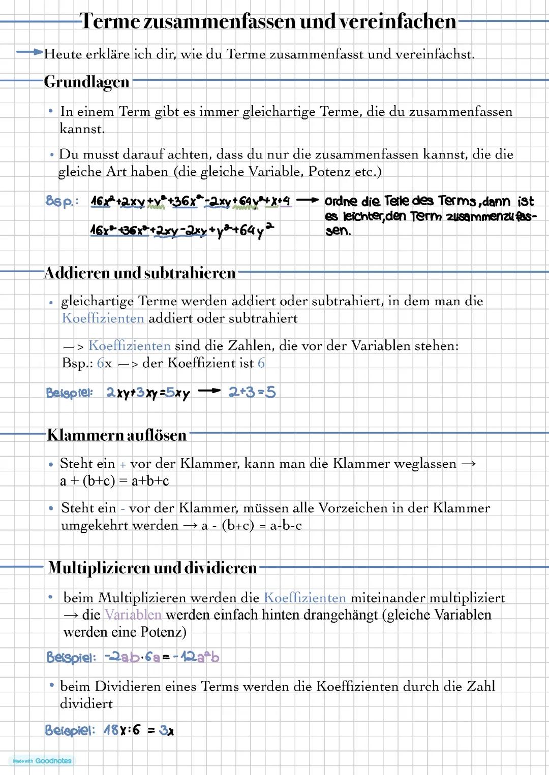 Terme zusammenfassen und vereinfachen 💡