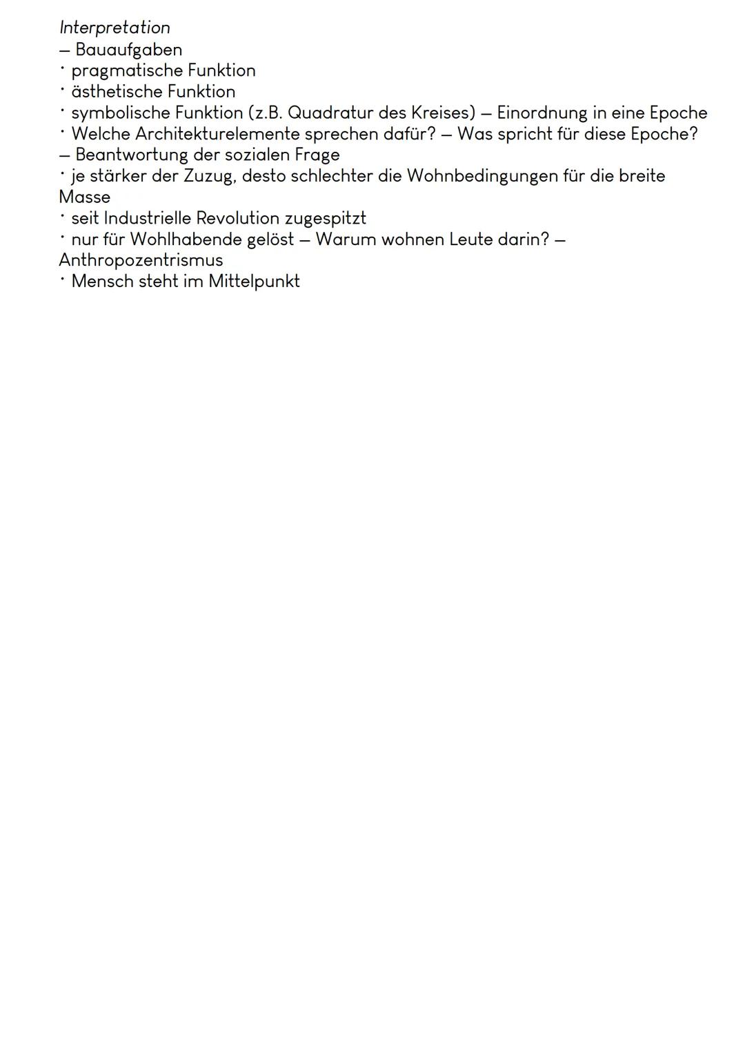 --- OCR Start ---
Interpretation
Bauaufgaben
pragmatische Funktion
ästhetische Funktion
symbolische Funktion (z. B. Quadratur des Kreises) -