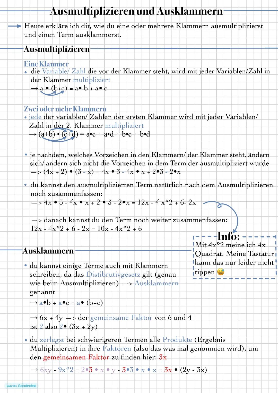 Ausmultiplizieren und Ausklammern💻
