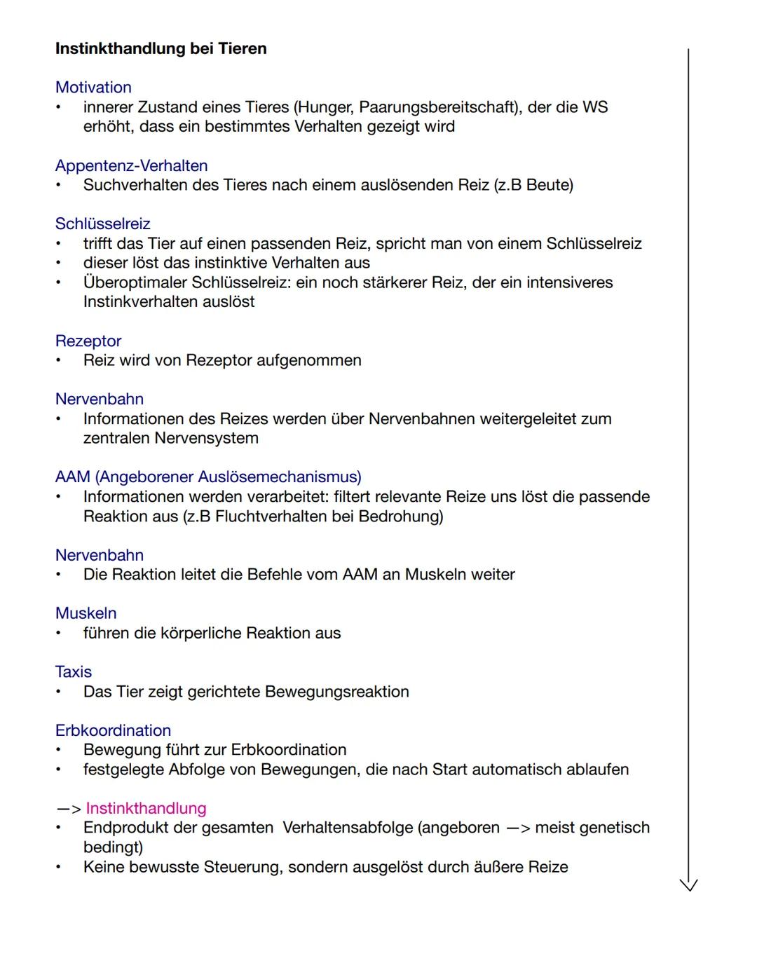# Verhaltensbiologie
Unbedingter Reiz: angeborener, natürlicher Reiz, der ohne vorherige Erfahrungen eine
feste Reaktion auslöst (z.B Futte