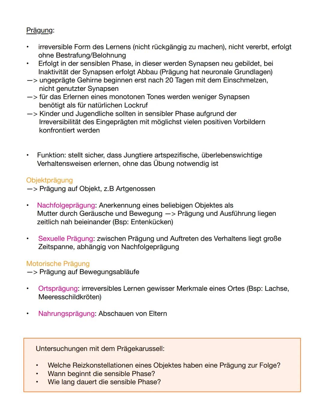 # Verhaltensbiologie
Unbedingter Reiz: angeborener, natürlicher Reiz, der ohne vorherige Erfahrungen eine
feste Reaktion auslöst (z.B Futte