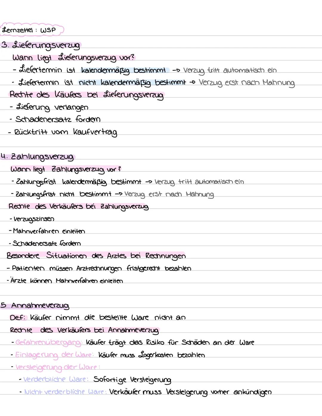 --- OCR Start ---
Lernzettel: WSP
1. Mangelarten
Arten von Mängeln
- Qualitätsmangel: Schlechte Qualität der Ware
- Quantitätsmangel: zu wen