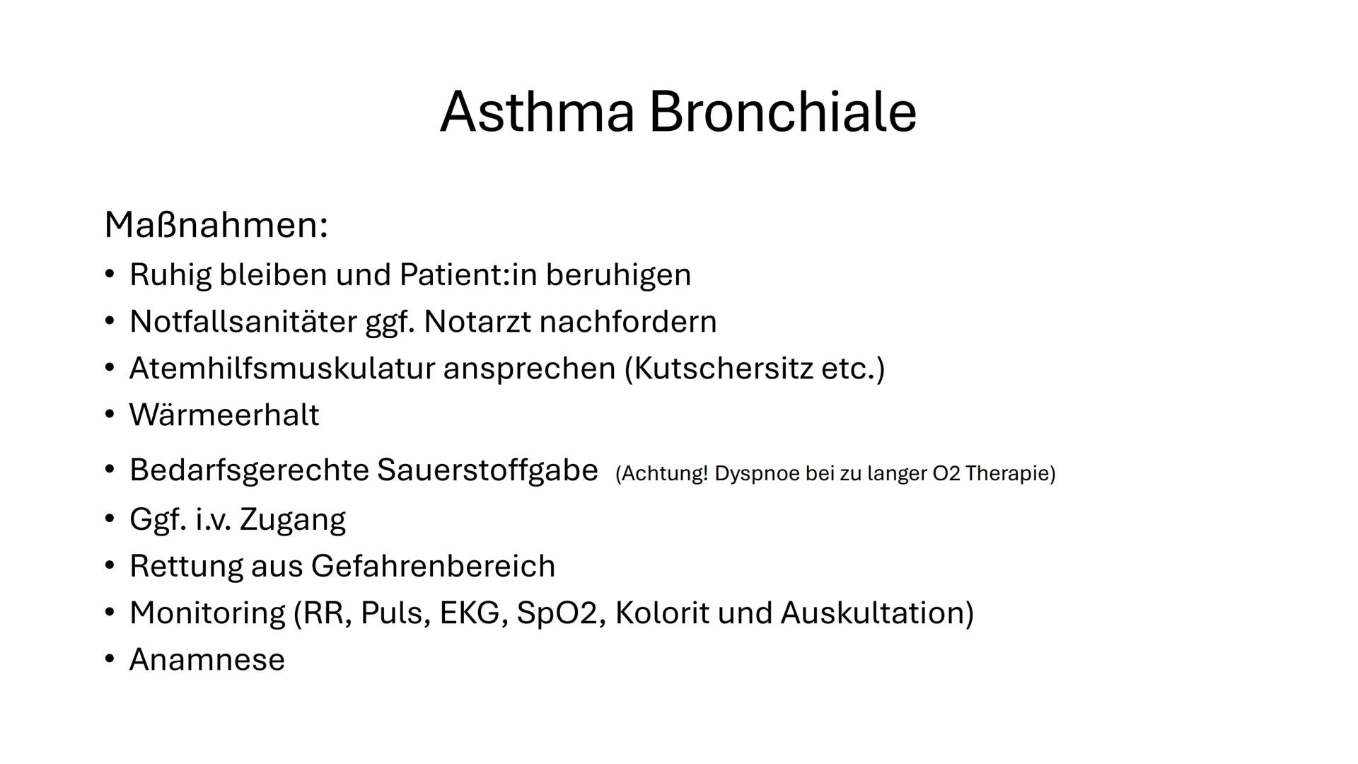 Krankheitsbilder # Respiratorische Notfälle
- COPD
- Asthma Bronchiale
- Pneumonie
- (Bolus -) Aspiration
- Hyperventilationssyndrom
- Term