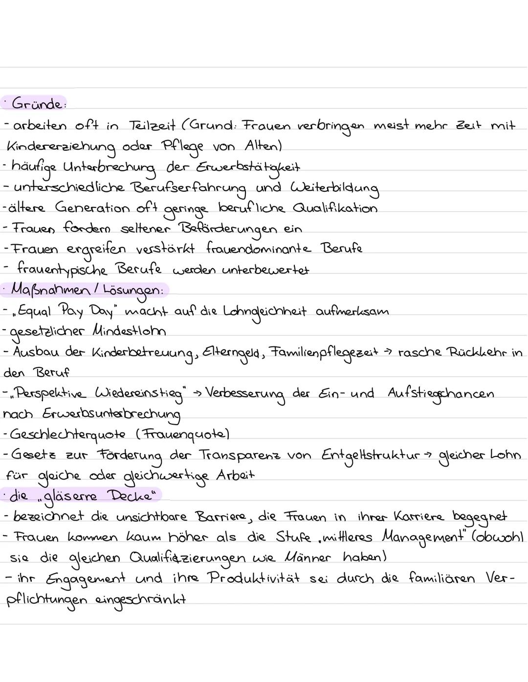 Lernzettel
• Flexibilisierung der Arbeit
• Gender pay gap
• atypische Beschäftigung
• prekäre Arbeit
• Industrie 4.0
• Typologie der Arbeit