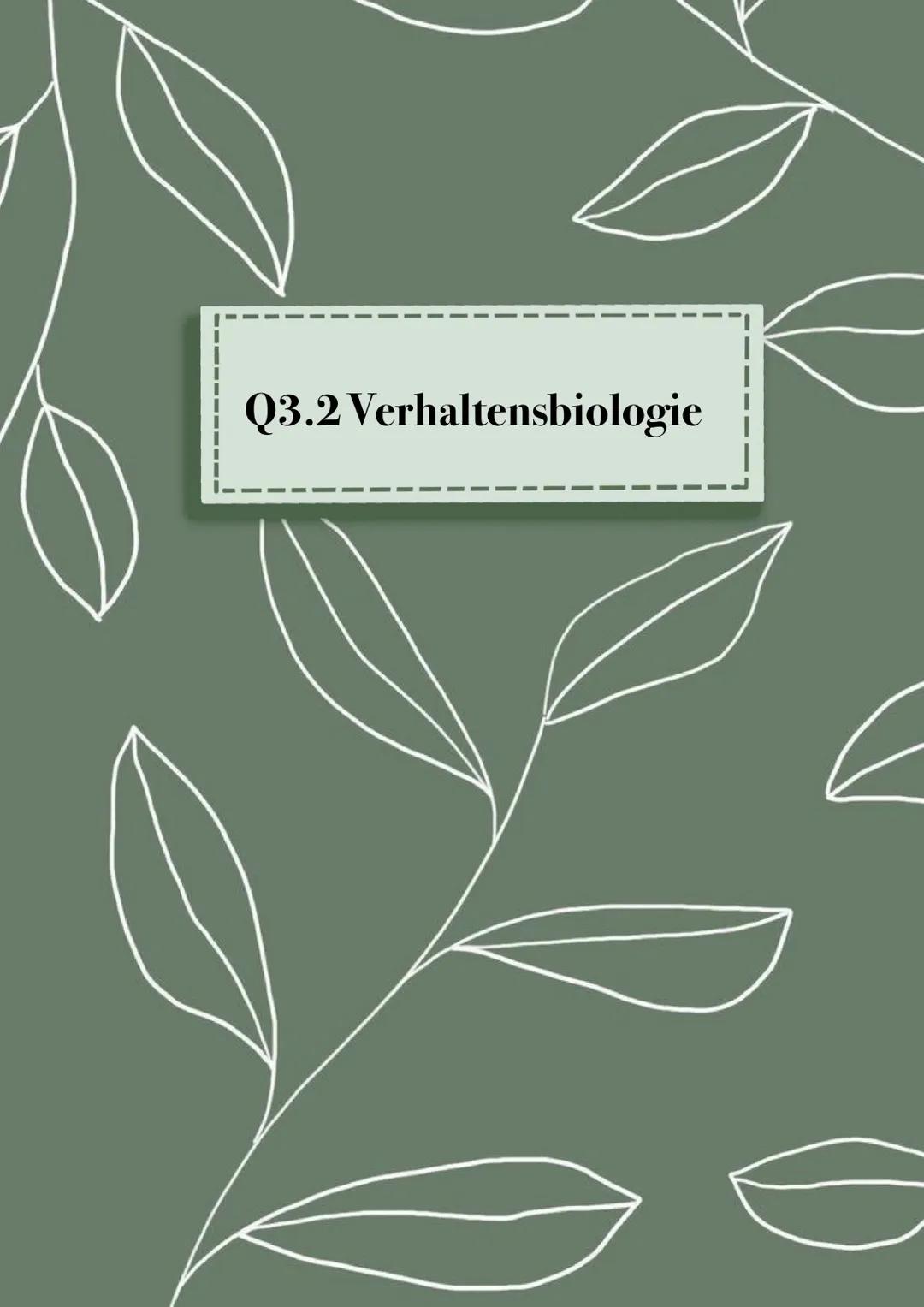 Q3.2 Verhaltensbiologie Q3.2 Verhaltensbiologie
Verhalten
festgelegt/angeboren erlernt/erworben Ursachen Verhaltensökologie
Reflexe Erbko
