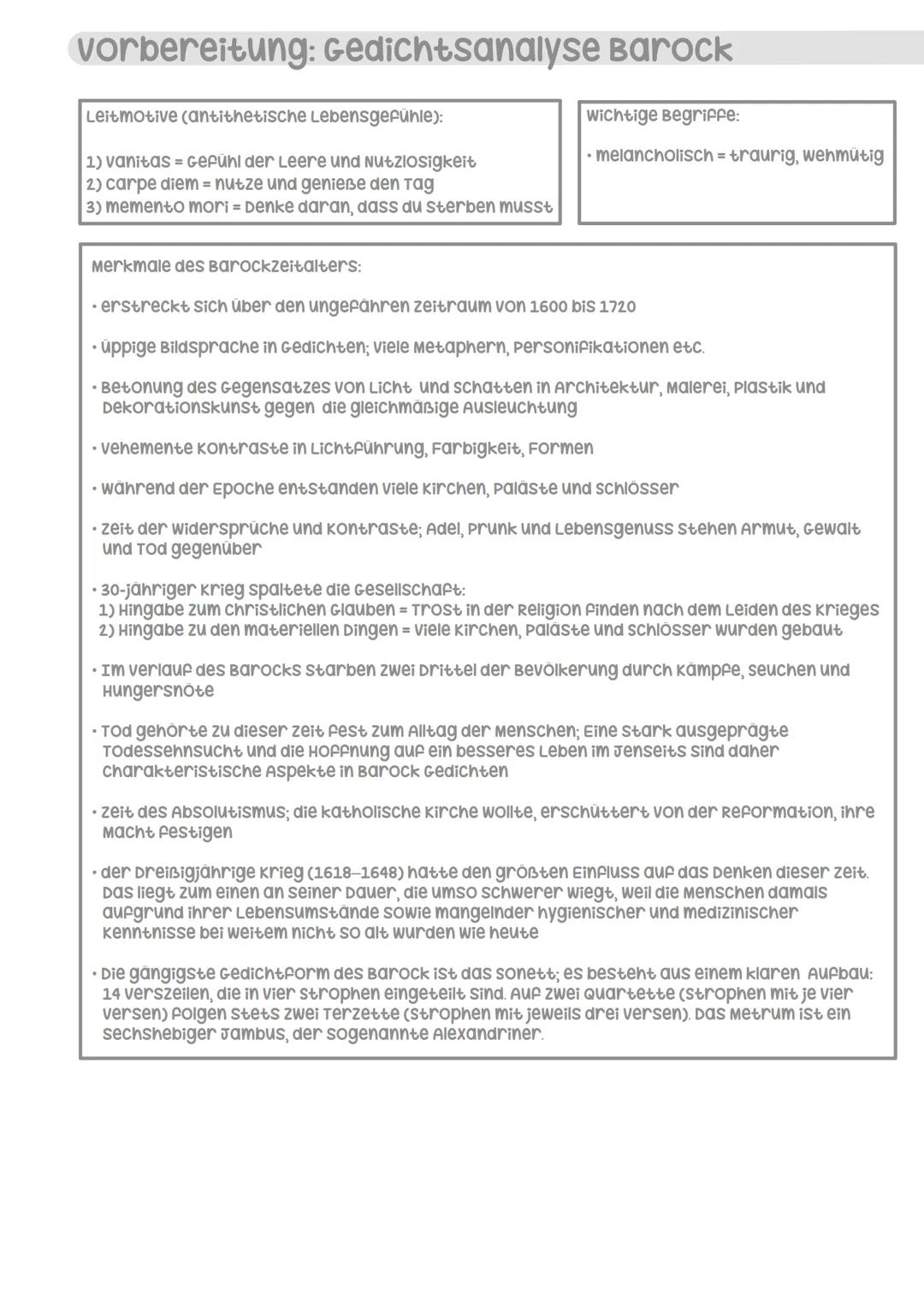 Gedichtsanalyse Barock