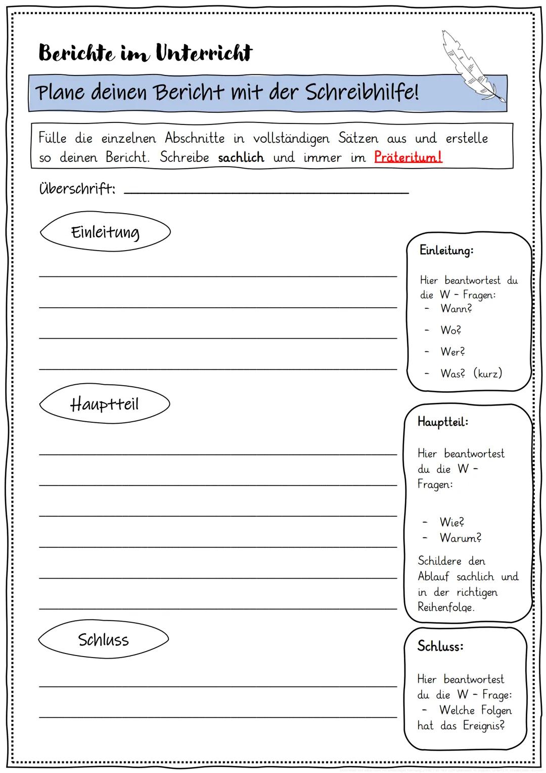 # Berichte
Arbeitsblätter, Übungen, Kopiervorlagen
田田田田田田田
田田
田田
田田
田田
Berichte im Unterricht
?
Berichte im Unterricht
Einen Bericht unters