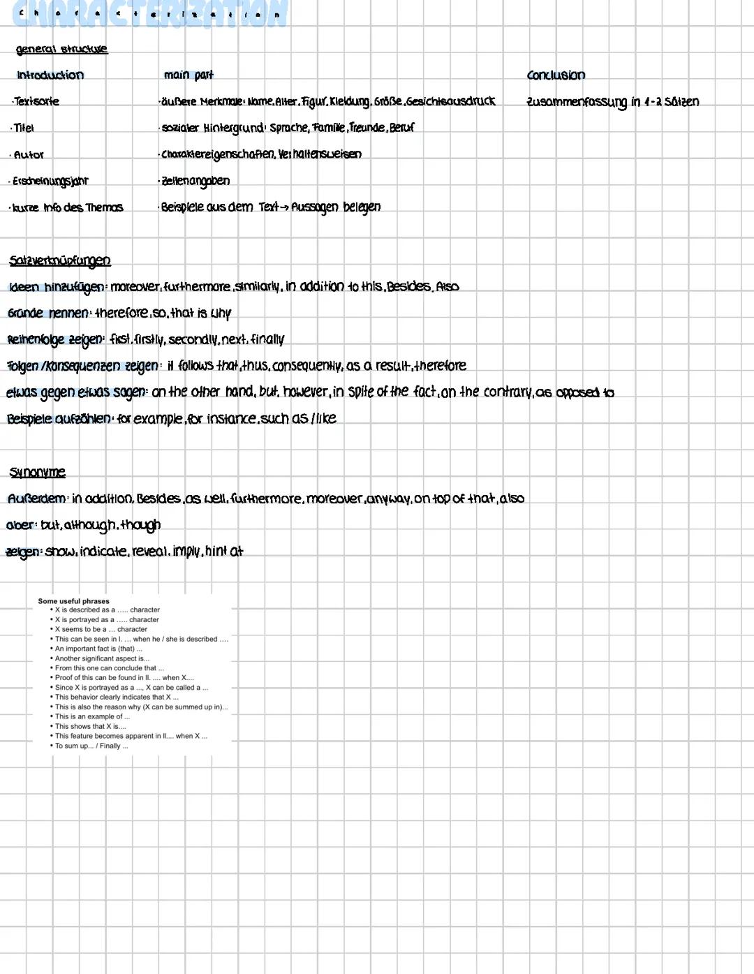 Charakterisierung Englisch