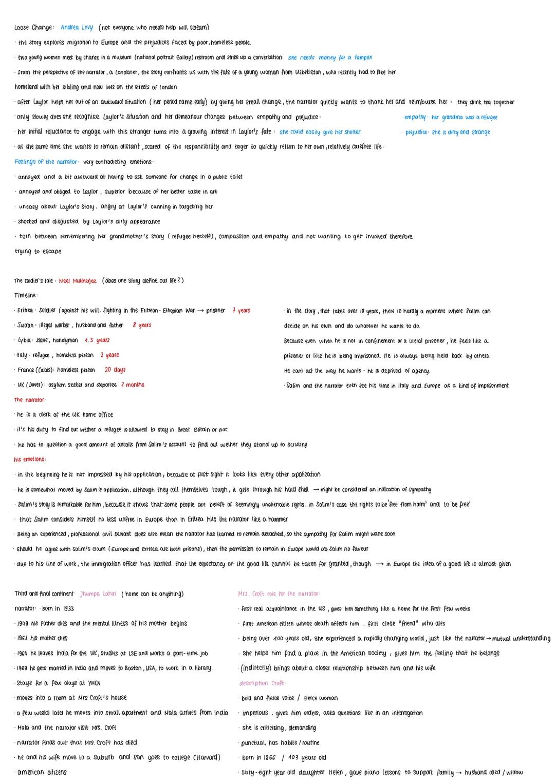 --- OCR Start ---
Loose Change: Andrea Levy (not everyone who needs help will scream)
the story explores migration to Europe and the prejudi