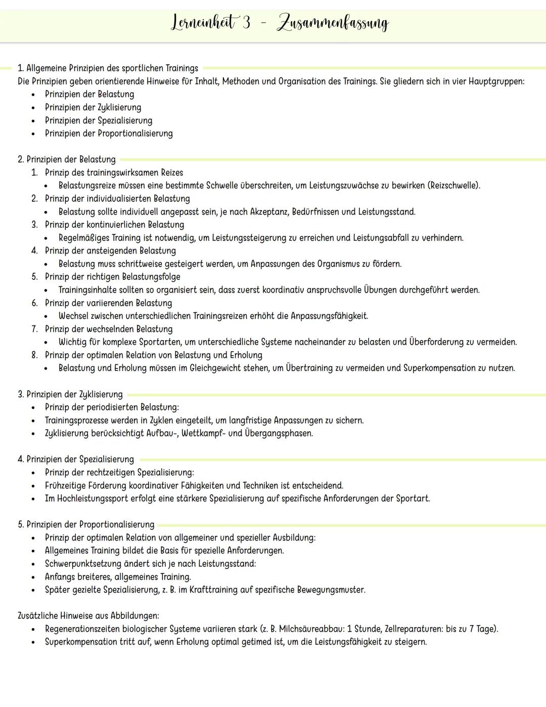 # Lerneinheit 1 Zusammenfassung
Sportbiologie Untersucht den Einfluss von Sport auf den Körper
Trainingswissenschaft Optimiert sportliche L