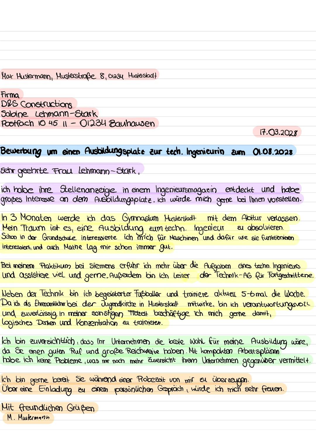 Eine Bewerbung schreiben