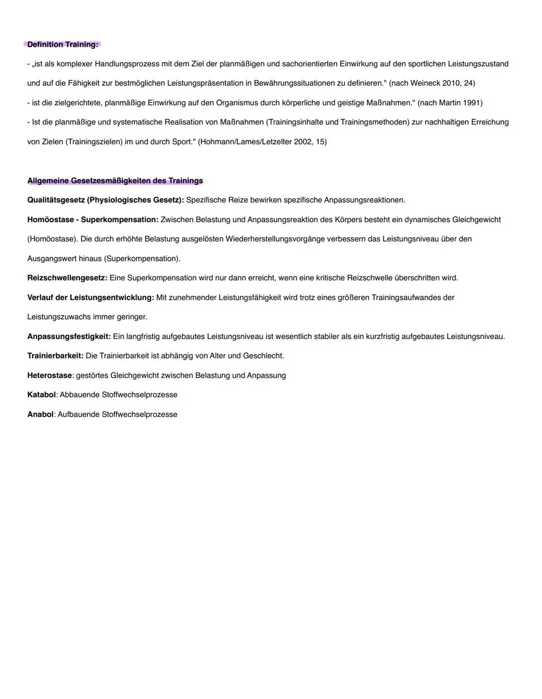 Inhalte des Sportprofils 2022-2025
ALLGEMEINE GRUNDLAGEN zum sportlichen Training
Definition Training
Trainingsprinzipien✓
alle Zusatzinfor