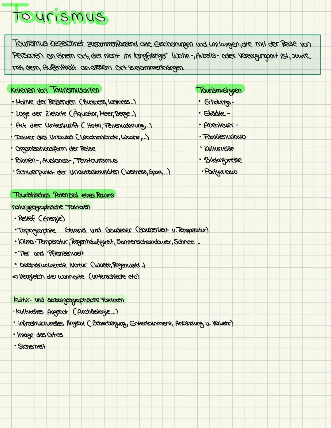 N
nw ne
W E
sw se
S
Erdkunde # To urismus
Tourismus bezeichnet zusammenfassend alle Gischeinungen und wirkungen, die mit der Reise von
Pers