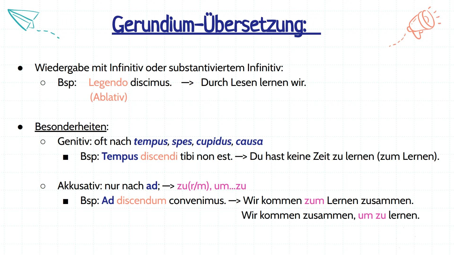 nd-Formen
14.11.2024 Übersicht:
01
Gerundium
02
Gerundivum
03
Prädikatives
Gerundivum
04
Attributives
Gerundivum
05
Vorgehen beim
Über