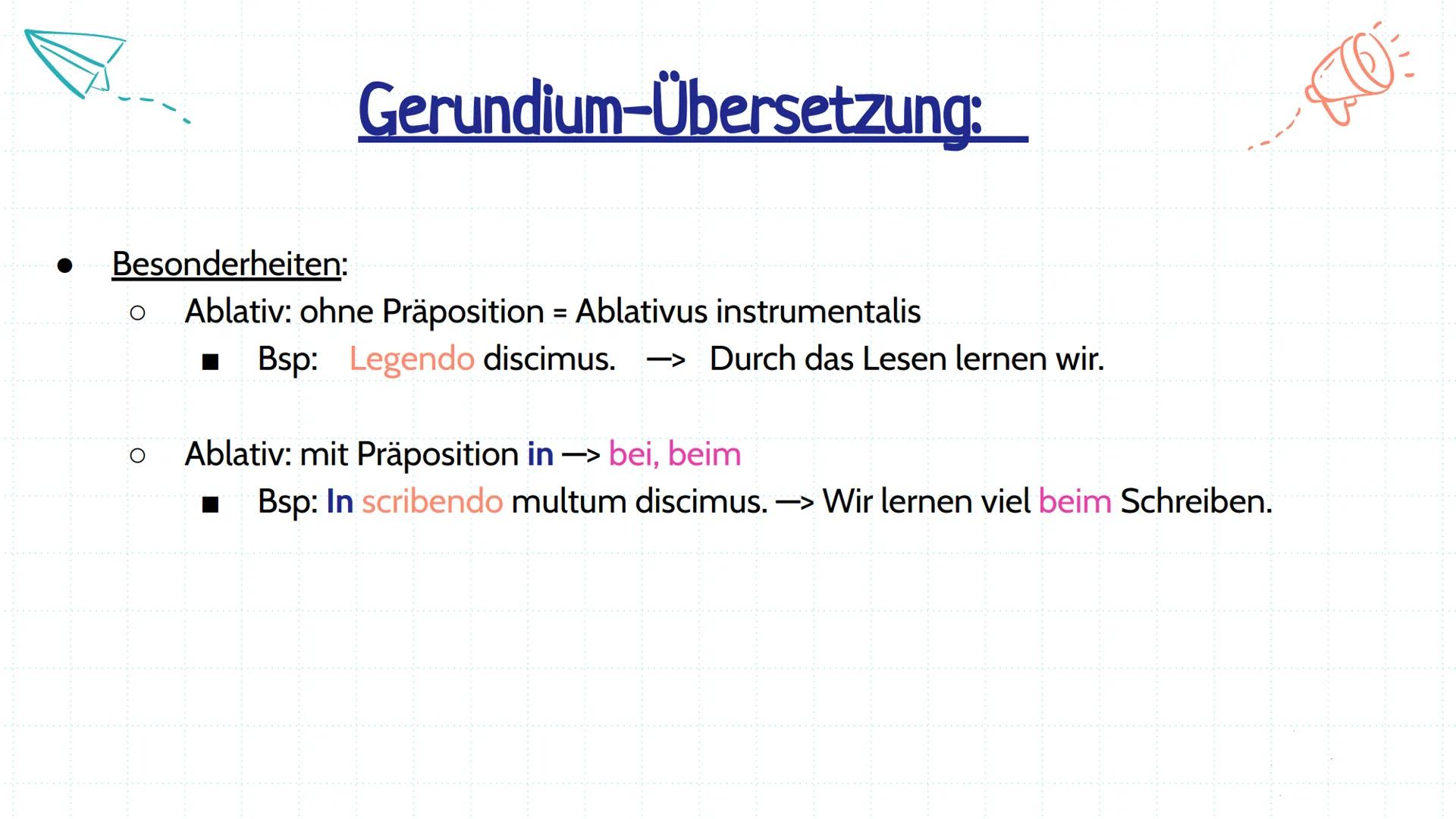 nd-Formen
14.11.2024 Übersicht:
01
Gerundium
02
Gerundivum
03
Prädikatives
Gerundivum
04
Attributives
Gerundivum
05
Vorgehen beim
Über