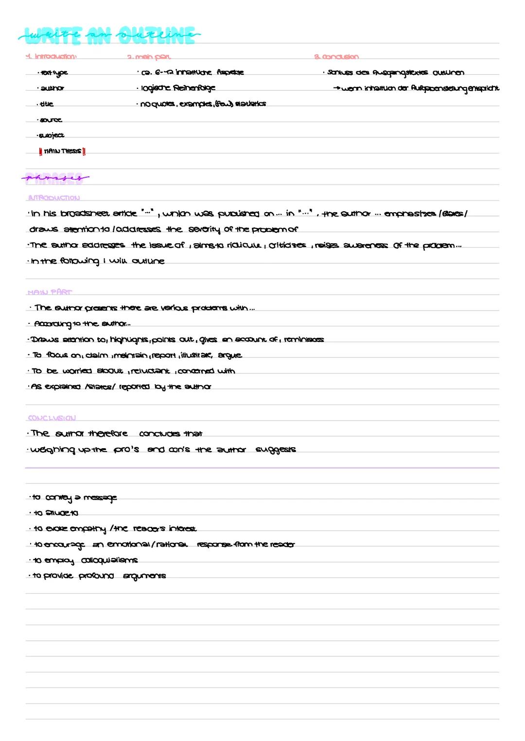 How to write an Outline