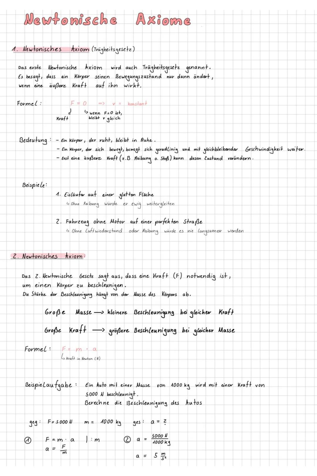# Newtonische Axiome
1. Newtonisches Axiom (Trägheitsgesetz)
Das erste Newtonische Axiom wird auch Trägheitsgesetz genannt.
Es besagt, das