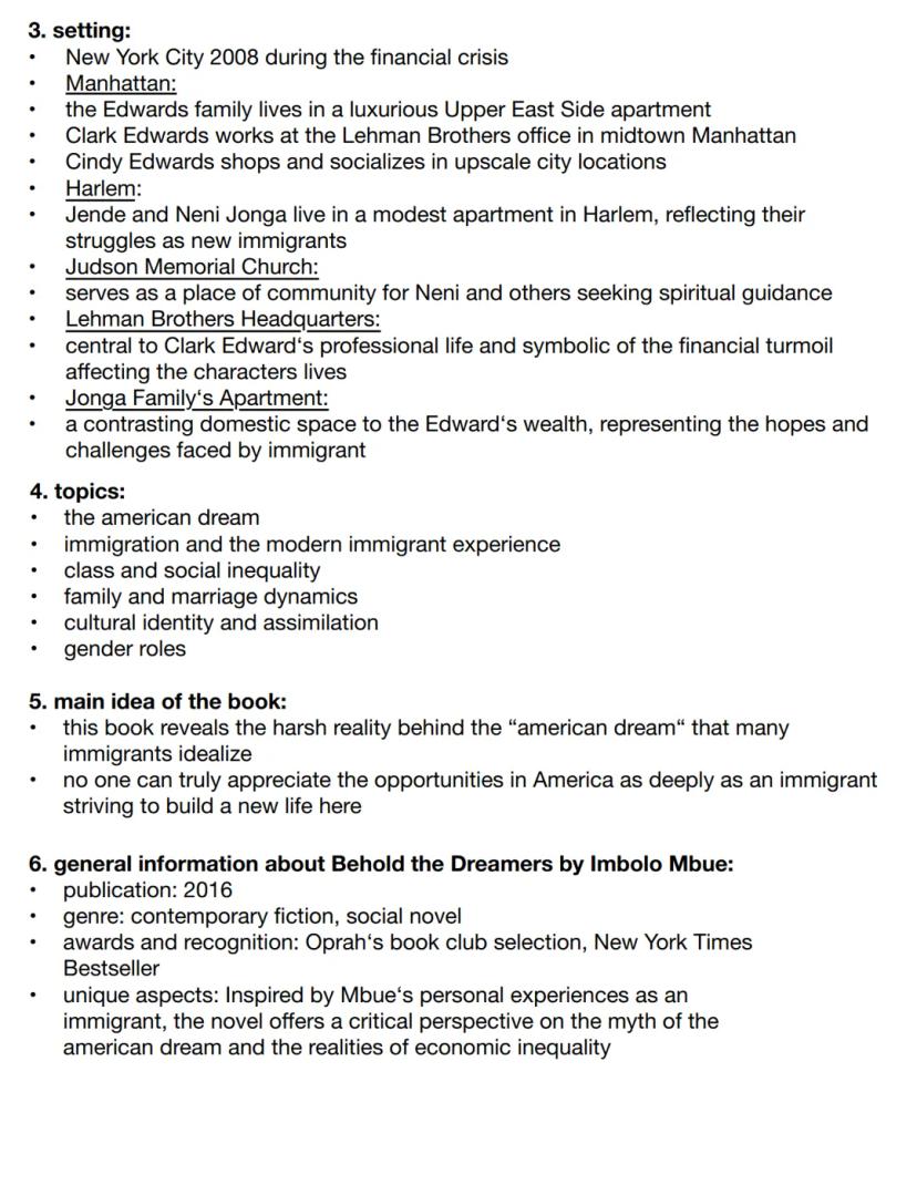 --- OCR Start ---
name: Kathleen Meyer
date: january 9, 2025
Behold the Dreamers: Imbolo Mbue
outline:
1. characters
2. plot
3. setting
4. t