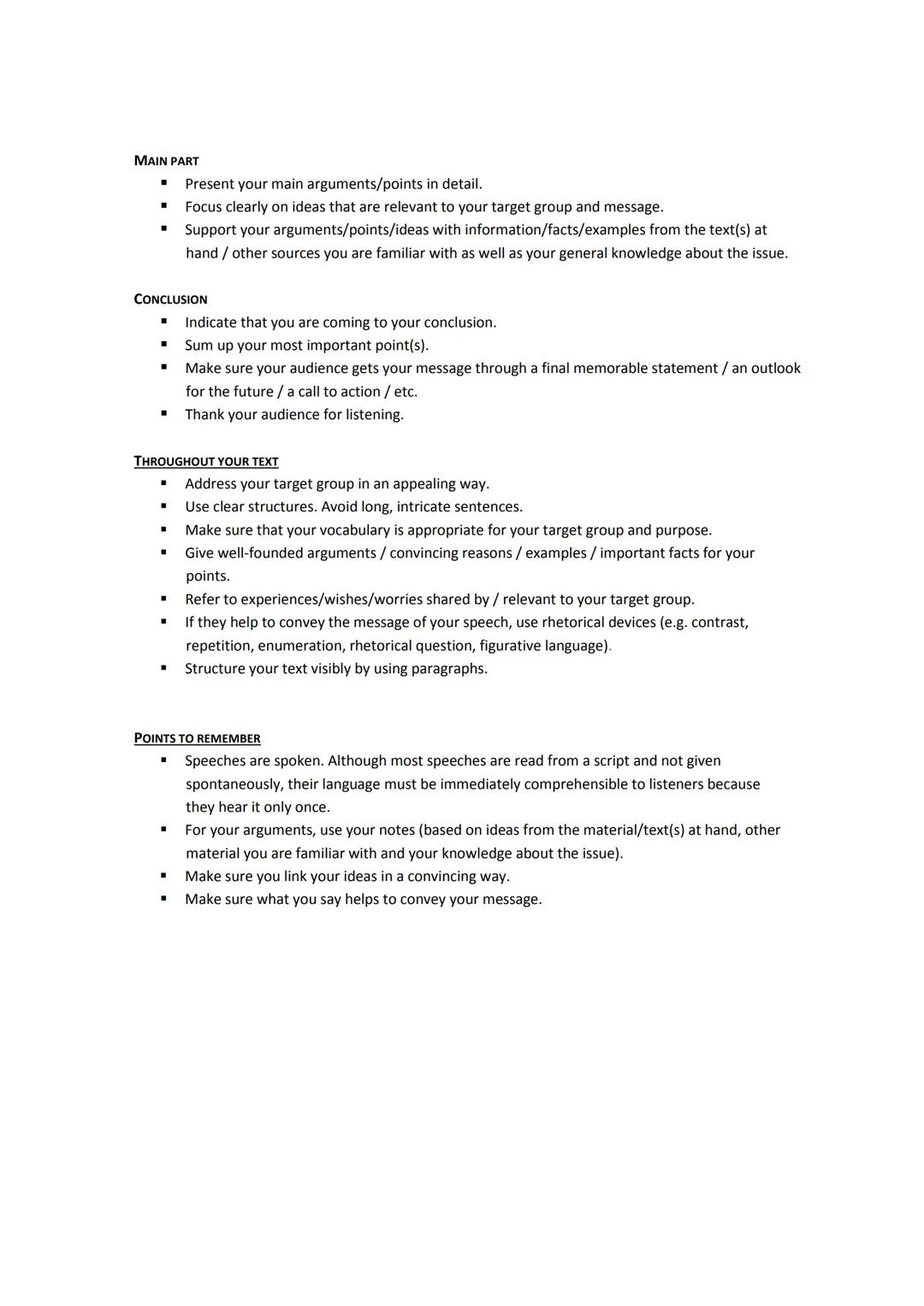 # Writing a speech
A speech aims at informing, influencing and also entertaining an audience. The writer of the speech
has to decide which