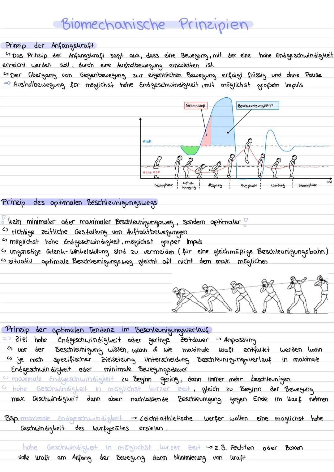 # Biomechanische Prinzipien
Prinzip der Anfangskraft
* Das Prinzip der Anfangskraft sagt aus, dass eine Bewegung, mit der eine hohe Endg