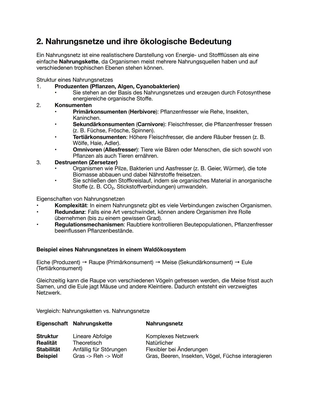 --- OCR Start ---
Ökologie
1. Biotop und Biozönose
Ein Ökosystem besteht aus zwei Hauptkomponenten:
- Biotop (Lebensraum): Dies bezeichnet d