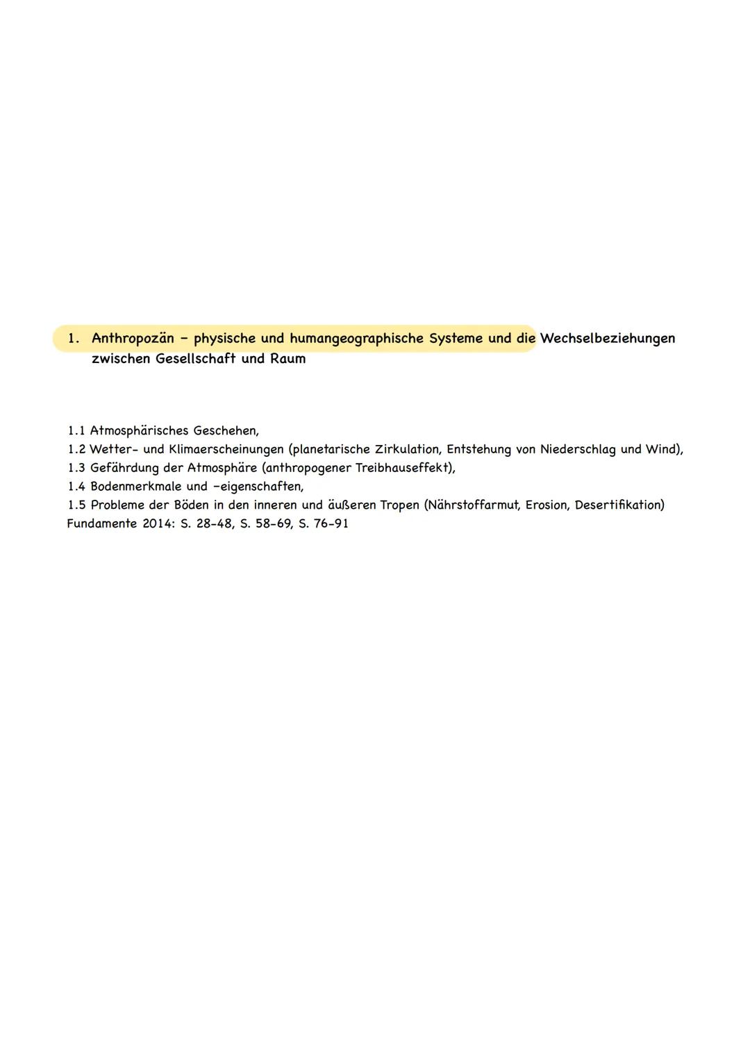 1. Anthropozän physische und humangeographische Systeme und die Wechselbeziehungen
zwischen Gesellschaft und Raum
1.1 Atmosphärisches Gesch