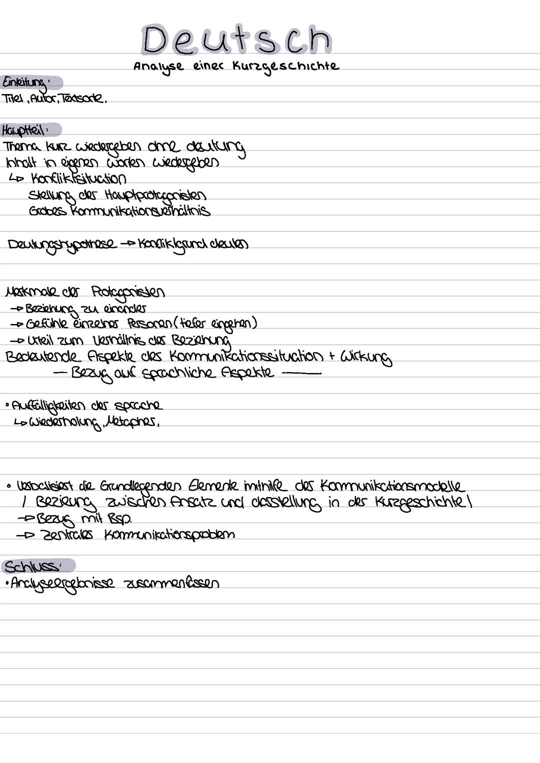 Deutsch EF Analyse Kurzgeschichte