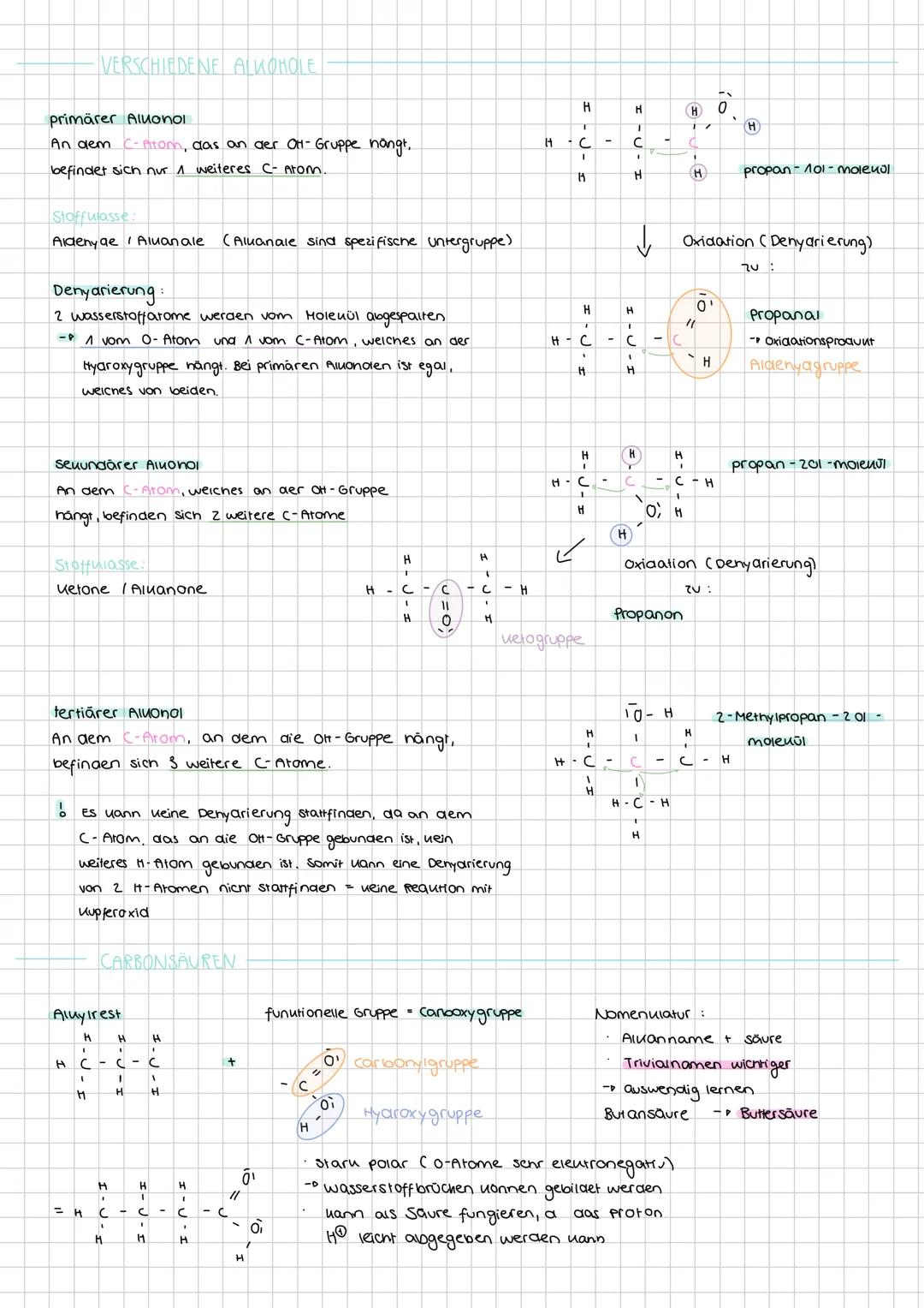 # ALKOHOLE
## AUFBAU UND STRUKTUR
**Propanolmolekül**
```
H H H
| | |
H-C-C-C-O-H
| | |
H H H
```
**Hydroxygruppe** (–OH