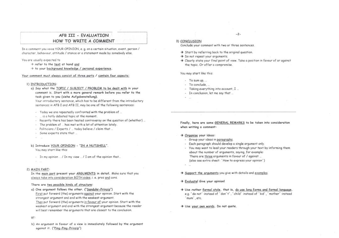 Englisch LK | Klasse 12/13 | How to write a comment