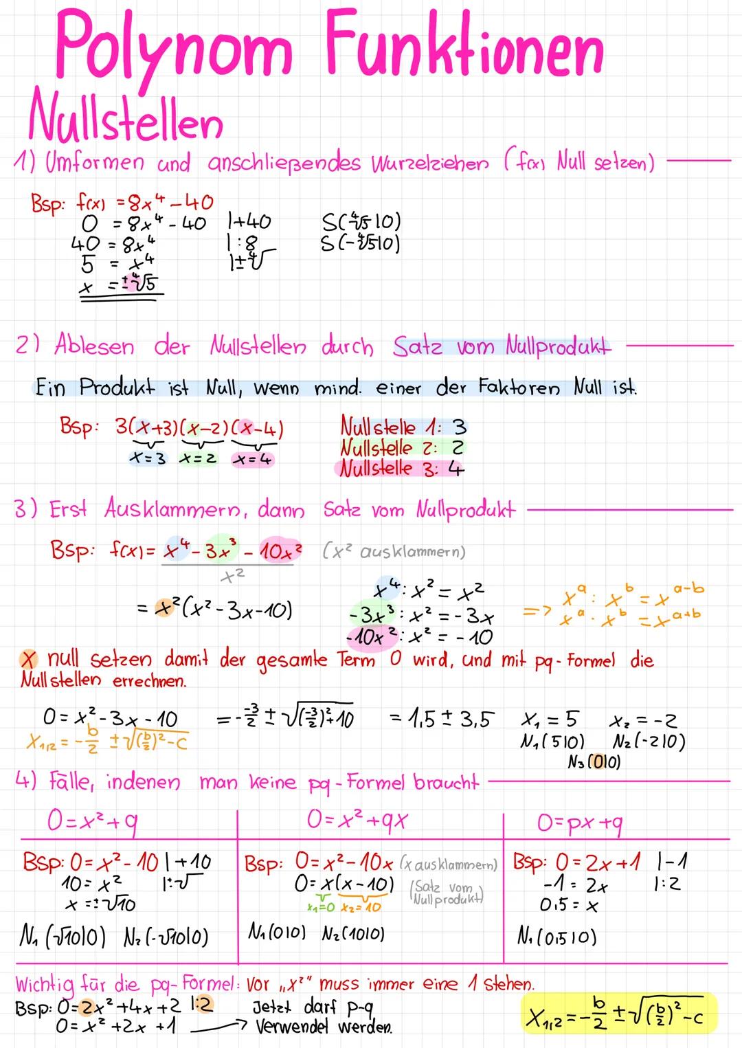 Polynom Funktionen
f(x) = 3x⁵+2x⁴+x²+x+4
Polynom
Symmetrie
Koeffizienten: 3,2,1,1
Grad: 5
(Zahlen, die vor der Variable
Stehen)
Absolutglied