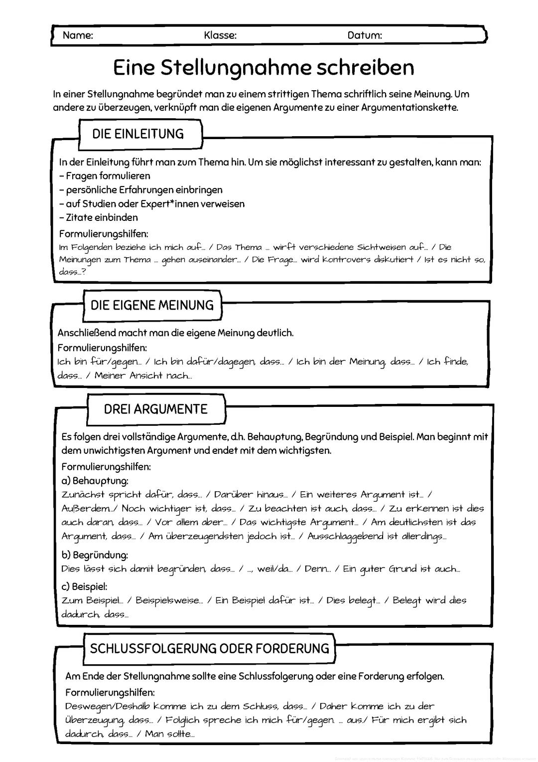 So schreibt man eine Stellungnahme