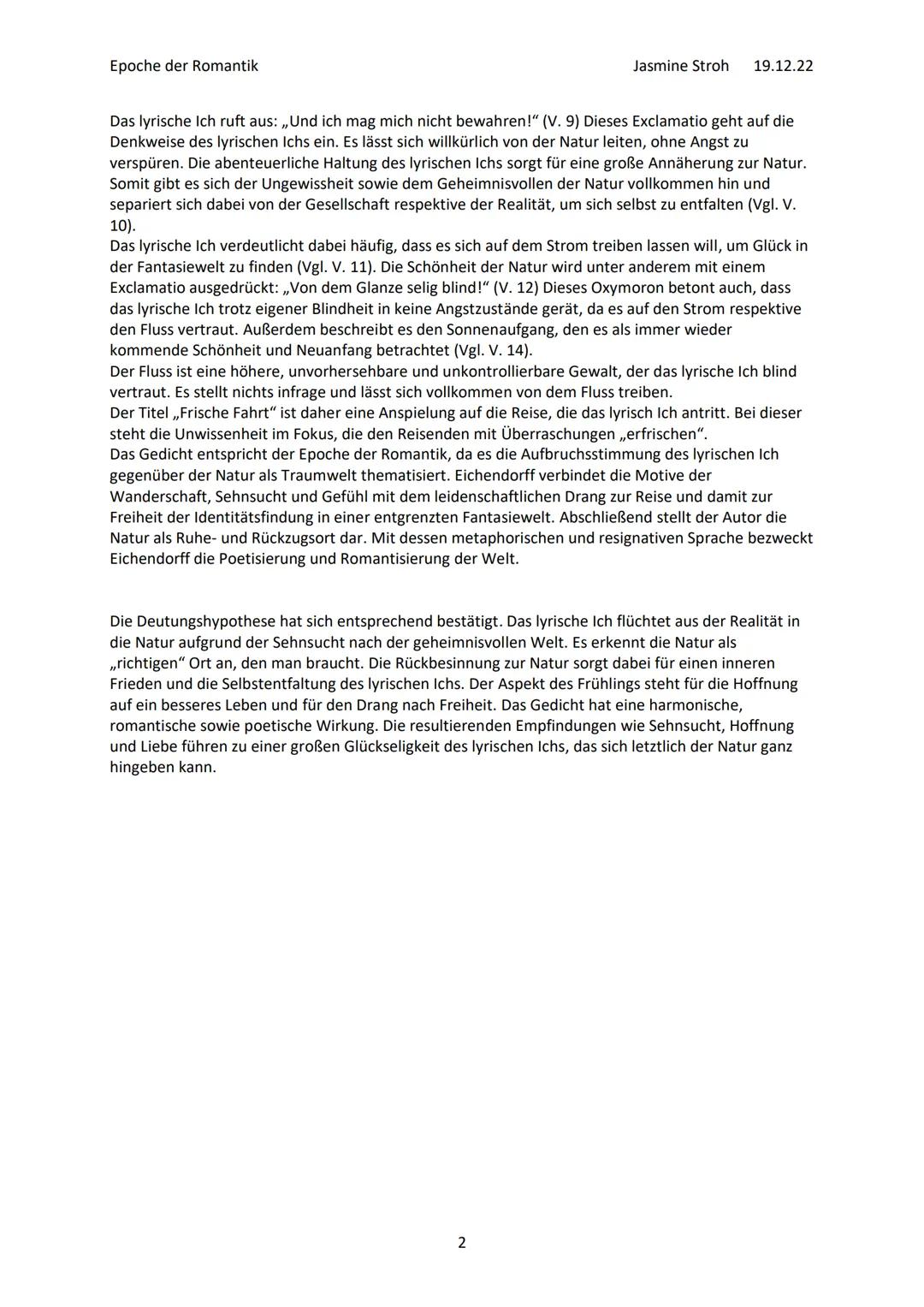 # Epoche der Romantik
# Gedichtsanalyse ,Frische Fahrt' (1837) – Joseph von Eichendorff
Das Gedicht ,Frische Fahrt' wurde von Joseph von E