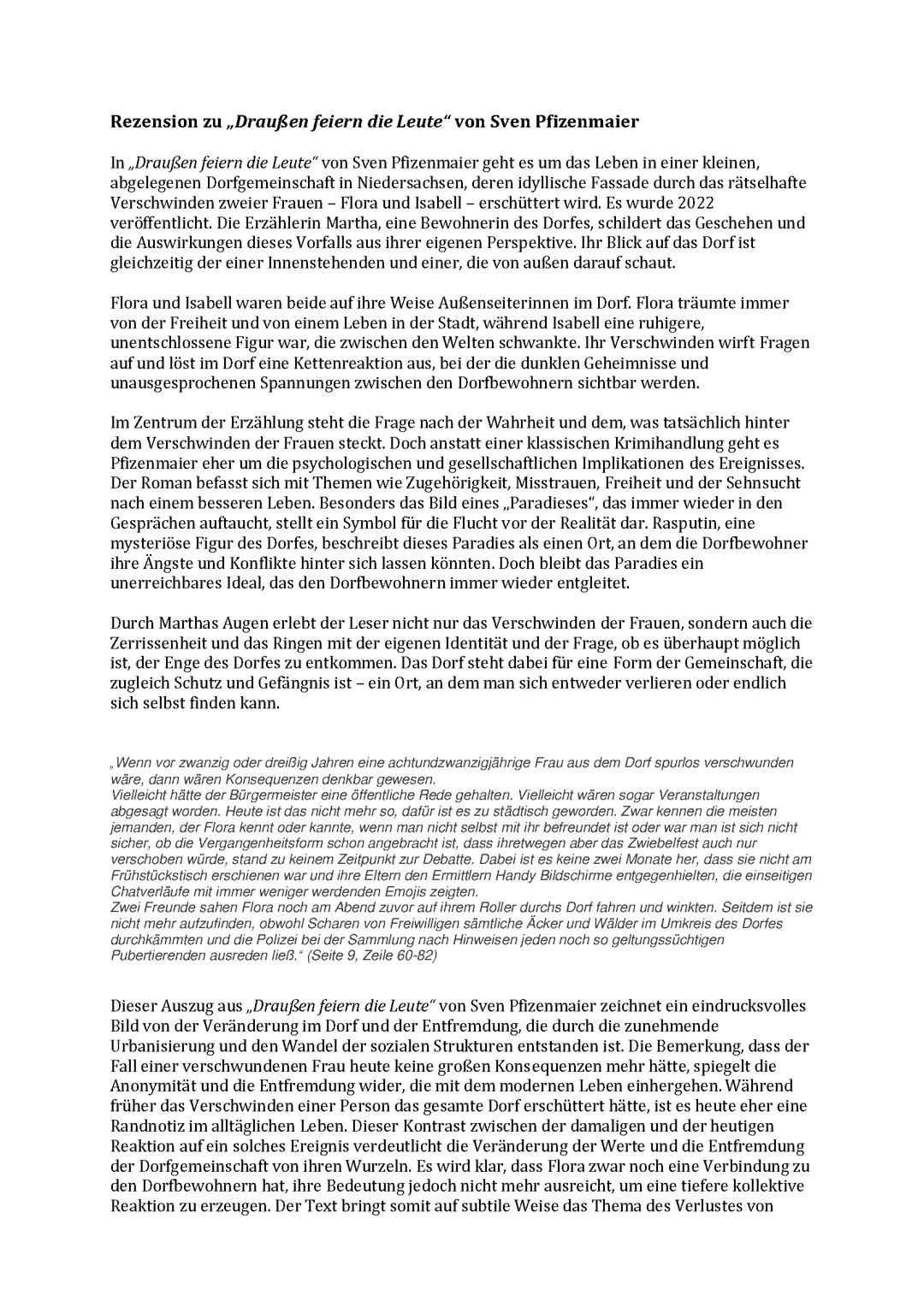 Rezension zu Draußen feiern die Leute