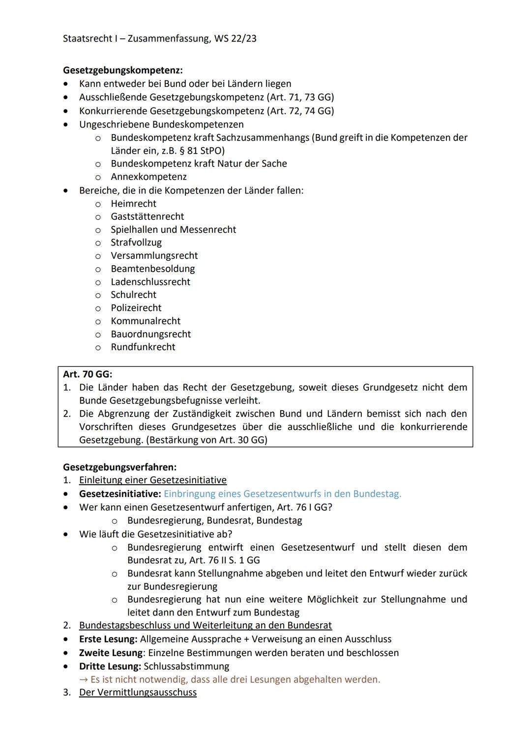 Staatsrecht I - Zusammenfassung, WS 22/23
STAATSRECHT I
DER STAAT:
Drei-Elementen-Lehre von Jellinek:
Voraussetzungen des Staats:
• Staatsge