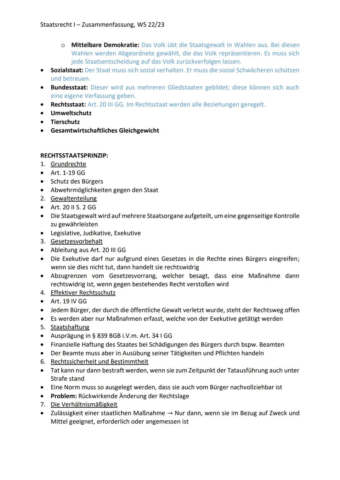 Staatsrecht I - Zusammenfassung, WS 22/23
STAATSRECHT I
DER STAAT:
Drei-Elementen-Lehre von Jellinek:
Voraussetzungen des Staats:
• Staatsge