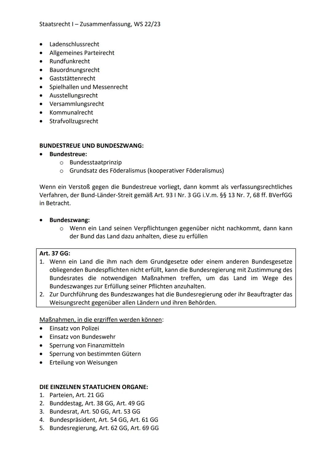 Staatsrecht I - Zusammenfassung, WS 22/23
STAATSRECHT I
DER STAAT:
Drei-Elementen-Lehre von Jellinek:
Voraussetzungen des Staats:
• Staatsge