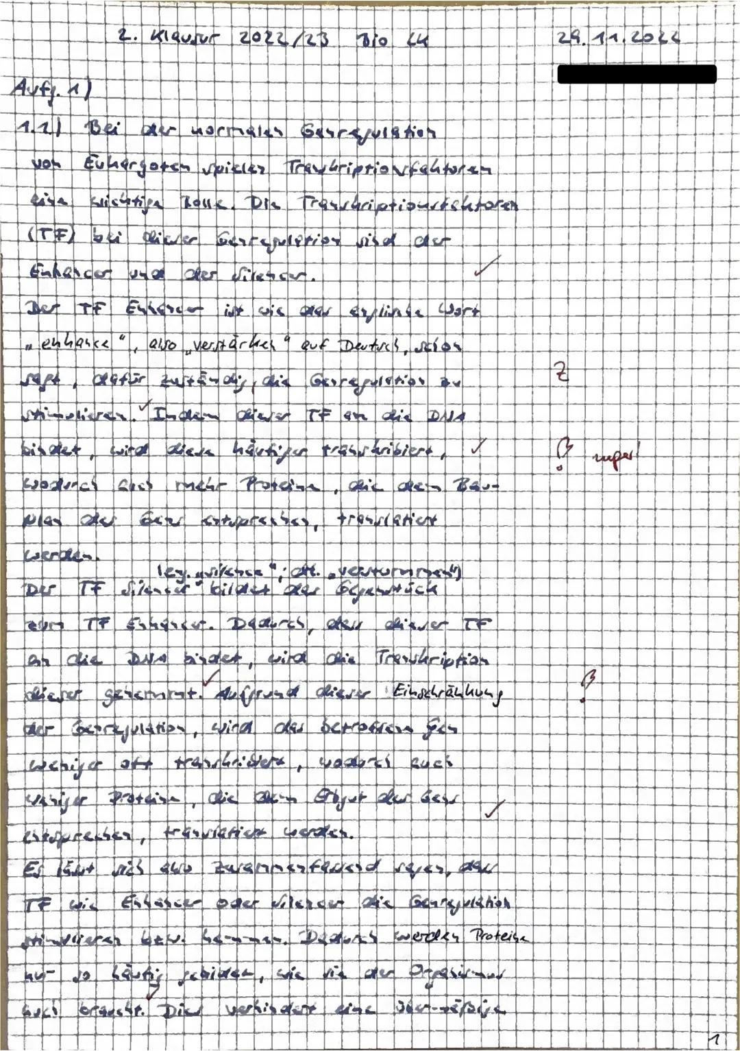 # Name:
Dauer: 135 Minuten
Zugelassene Hilfsmittel: Liste der Operatoren
2. Klausur 2022/23
Biologie, Leistungskurs
**Aufgabe 1:**
**Th