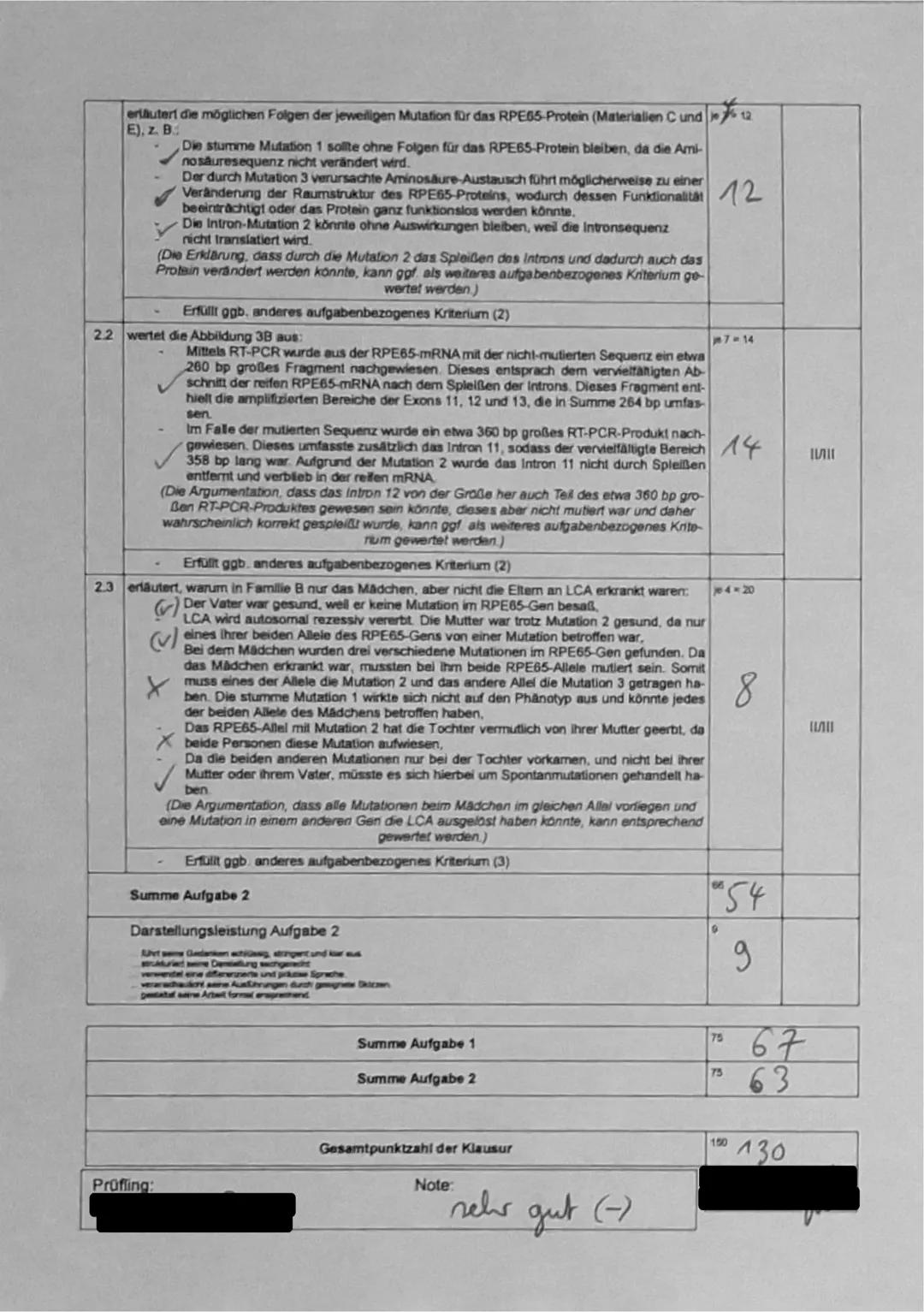 # Name:
Dauer: 135 Minuten
Zugelassene Hilfsmittel: Liste der Operatoren
2. Klausur 2022/23
Biologie, Leistungskurs
**Aufgabe 1:**
**Th
