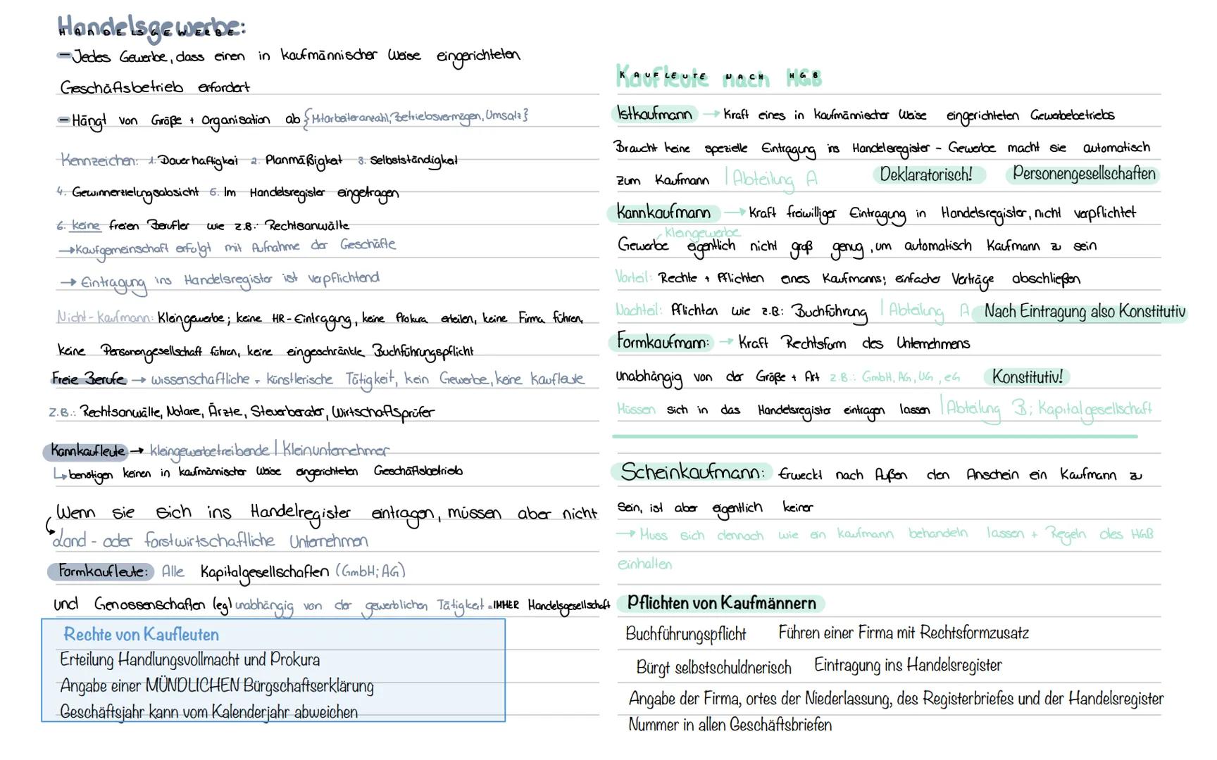 # Handelsgewerbe:
- Jedes Gewerbe, dass einen in kaufmännischer Weise eingerichteten Geschäftsbetrieb erfordert
- Hang von Größe + Organisat