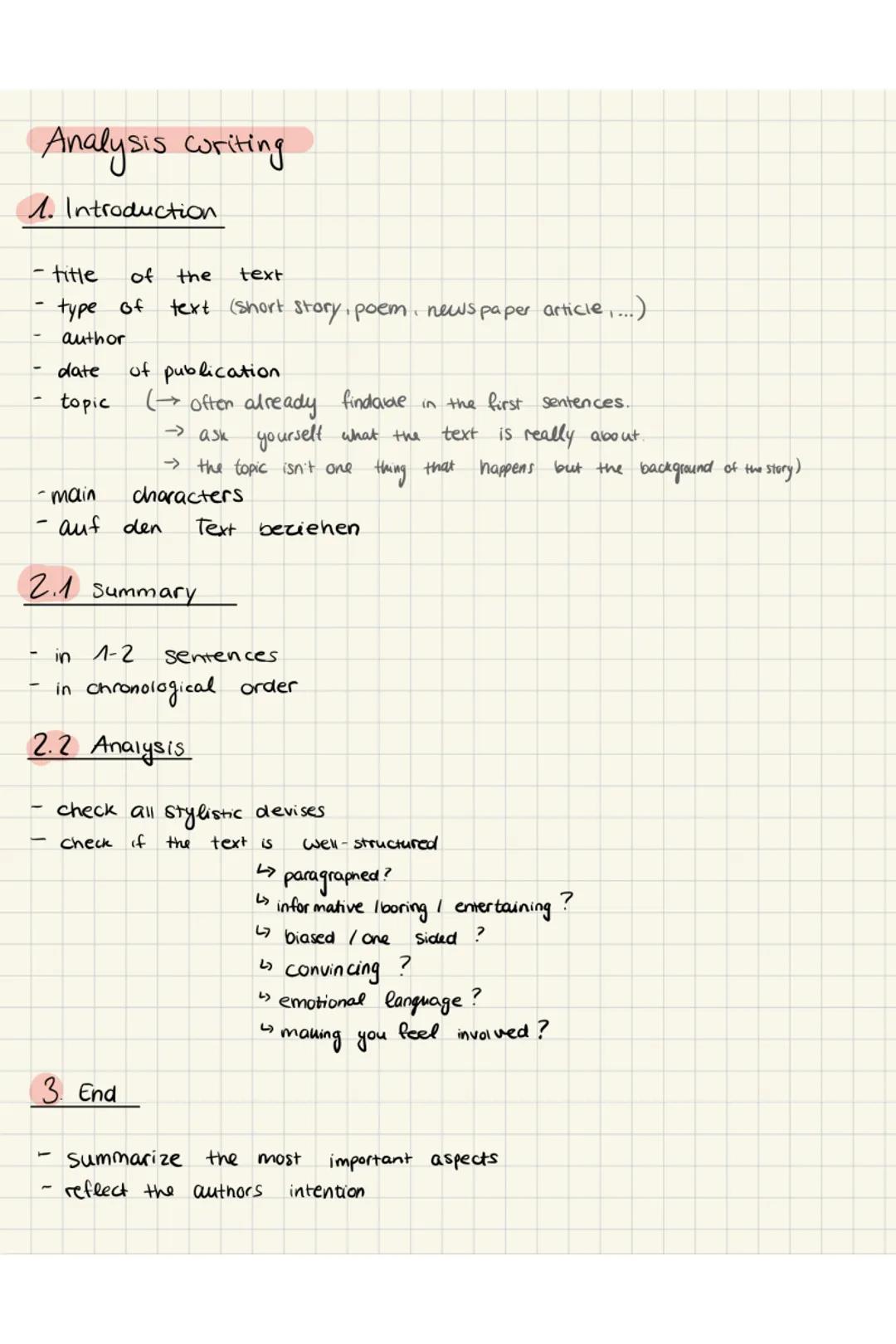 Englisch Analysis writing