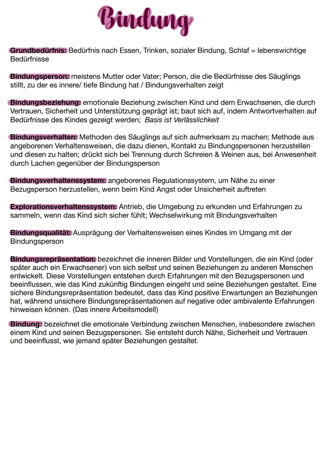# Bindung
Grundbedürfnis: Bedürfnis nach Essen, Trinken, sozialer Bindung, Schlaf = lebenswichtige
Bedürfnisse
Bindungsperson: meistens Mu