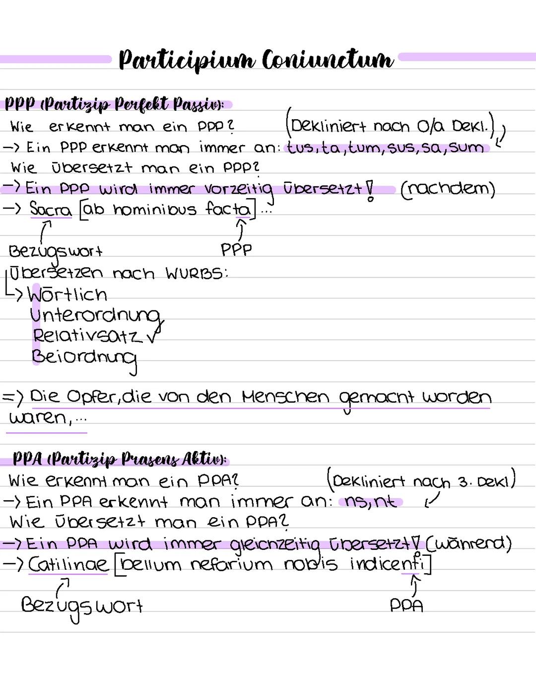 Latein ppa, ppp und abl. abs.