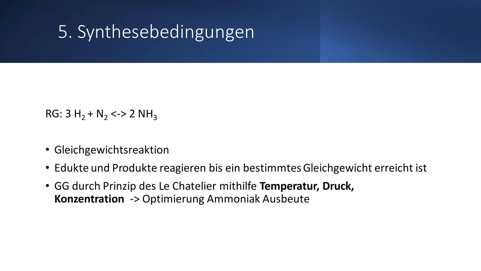 # Ammoniaksynthese
Das Haber-Bosch-Verfahren 1. Ammoniak
2. Was ist eine Synthese?
3. Geschichte
4. Was ist das Haber-Bosch-Verfahren?
5. S