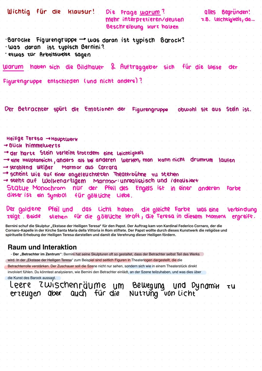# Typisch Bernini
•Theatratische Inszenierung $\rightarrow$ kapelle so gestaltet, dass sie die Suulptur wie eine
Bühne einranmt
Dynamische