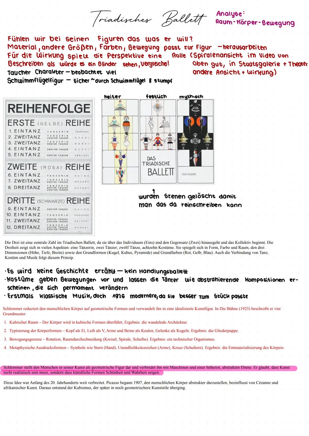 # Triadisches Ballett
Analyse:
Raum-Körper-Bewegung
Fühlen wir bei seinen Figuren das was er will?
Material, andere Größen, Farben, Bewegun