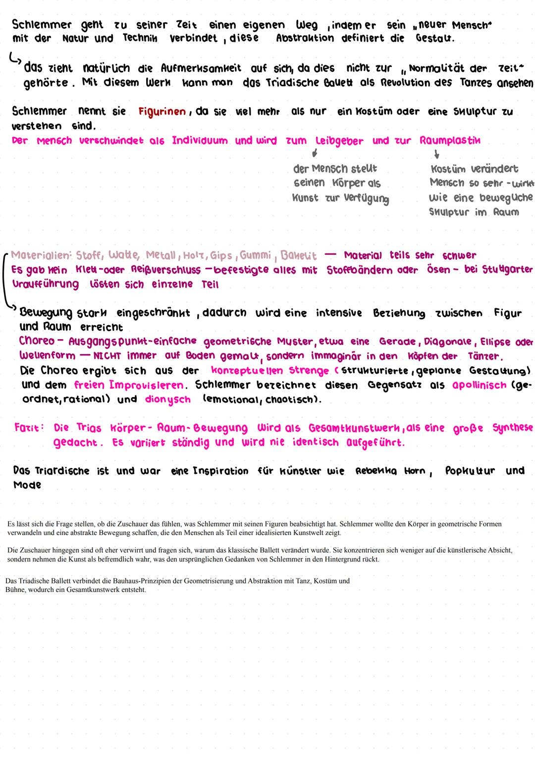 # Triadisches Ballett
Analyse:
Raum-Körper-Bewegung
Fühlen wir bei seinen Figuren das was er will?
Material, andere Größen, Farben, Bewegun